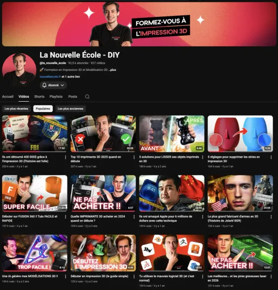 Voir les vidéos de La Nouvelle École sur YouTube